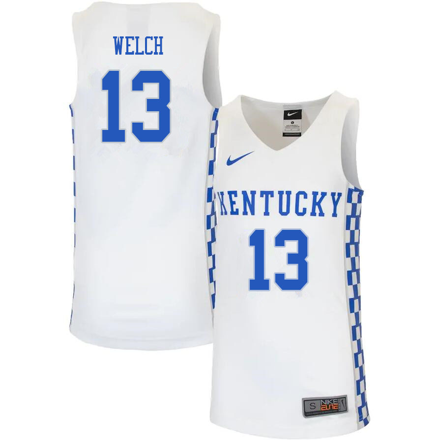 Men #13 Riley Welch Kentucky Wildcats College Basketball Jerseys Sale-White